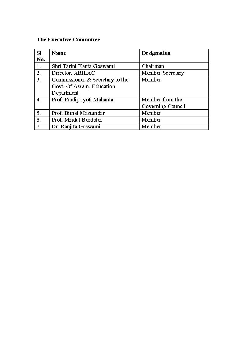 Executive committee anundoram borooah institute of language art and